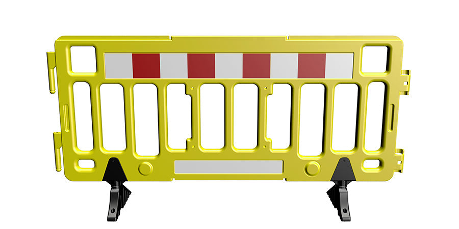 Modular Plastic Safety Barrier System with Heavy Base for Pedestrian Management & Traffic Safety