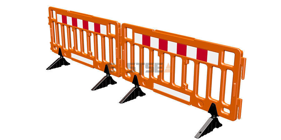 Modular Plastic Safety Barrier System with Heavy Base for Pedestrian Management & Traffic Safety