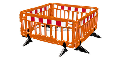 Modular Plastic Safety Barrier System with Heavy Base for Pedestrian Management & Traffic Safety