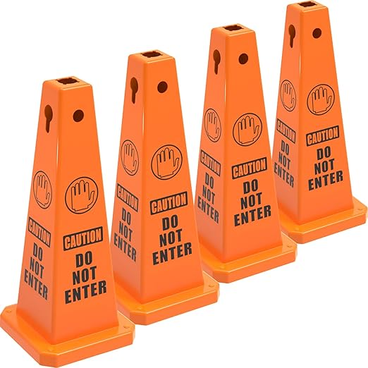 27Inch Caution Safety Cone - in use on site