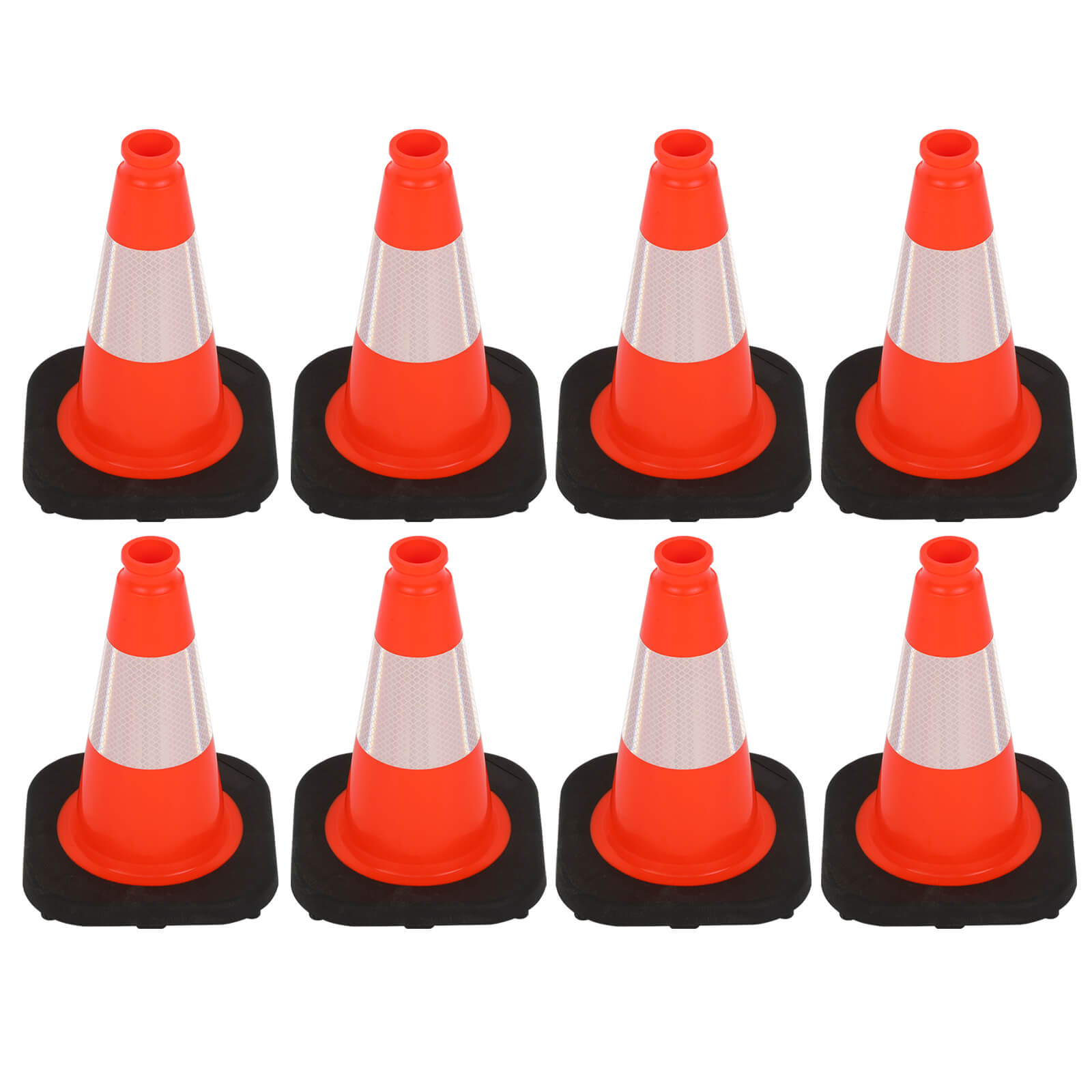 12 inch heavy-duty PVC traffic cone with reflective stripe