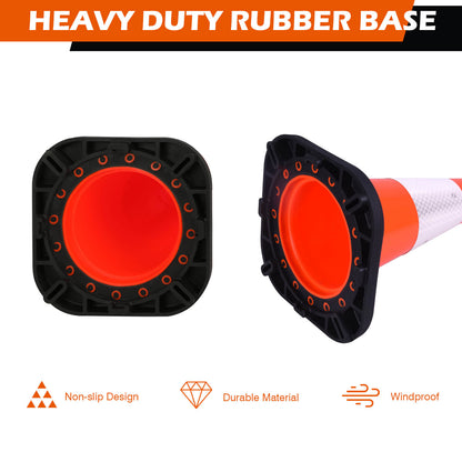 12 inch heavy-duty PVC traffic cone with reflective stripe