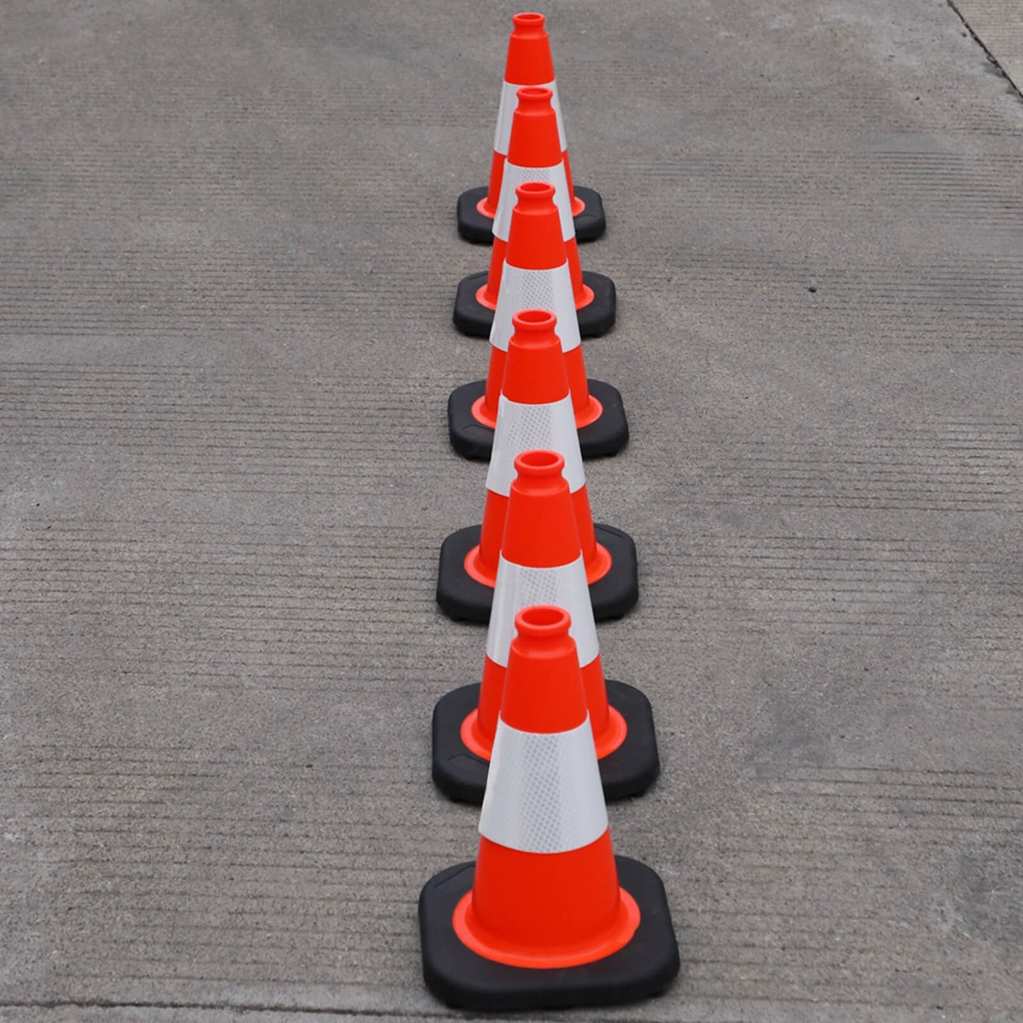 12 inch heavy-duty PVC traffic cone with reflective stripe