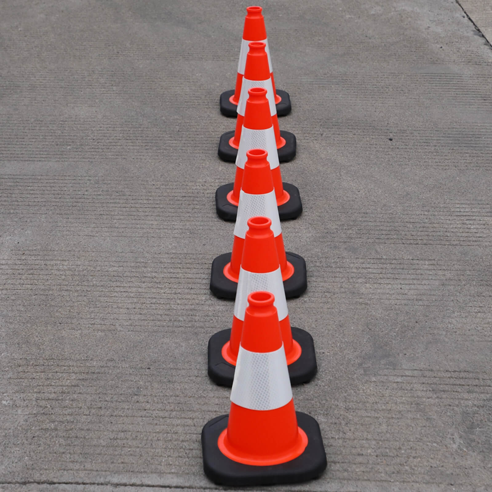 12 inch heavy-duty PVC traffic cone with reflective stripe