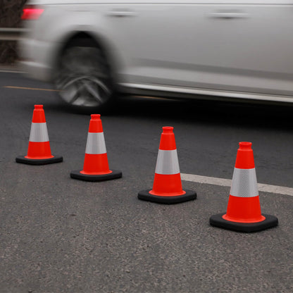 12 inch heavy-duty PVC traffic cone with reflective stripe