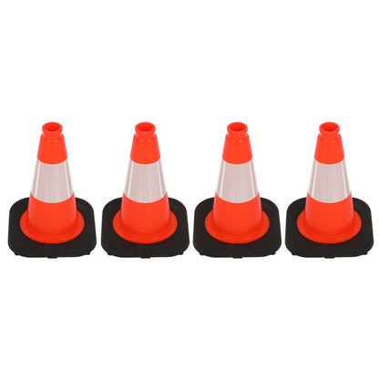 12 inch heavy-duty PVC traffic cone with reflective stripe