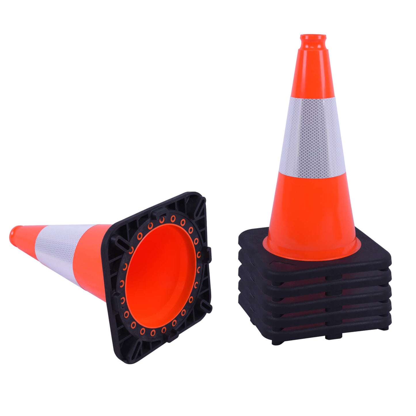 18 inch heavy-duty PVC traffic cone with reflective stripe