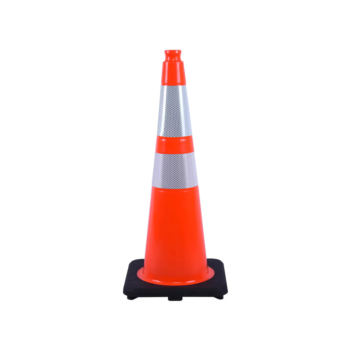 28 inch heavy-duty PVC traffic cone with reflective stripe