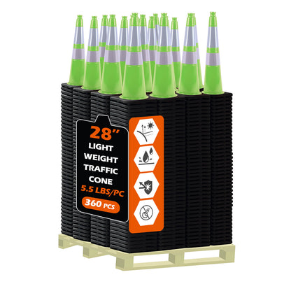 28 inch heavy-duty PVC traffic cone with reflective stripe