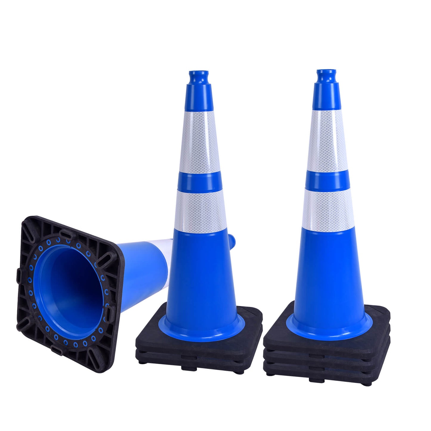 28 inch heavy-duty PVC traffic cone with reflective stripe