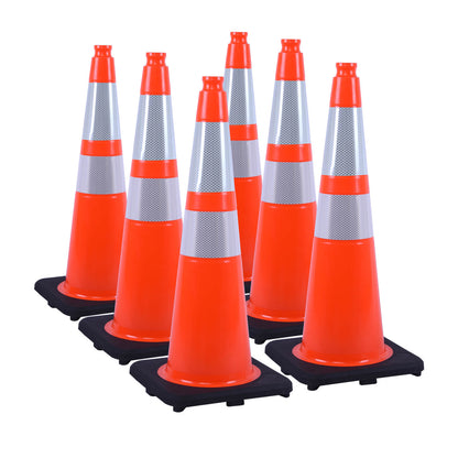 28 inch heavy-duty PVC traffic cone with reflective stripe