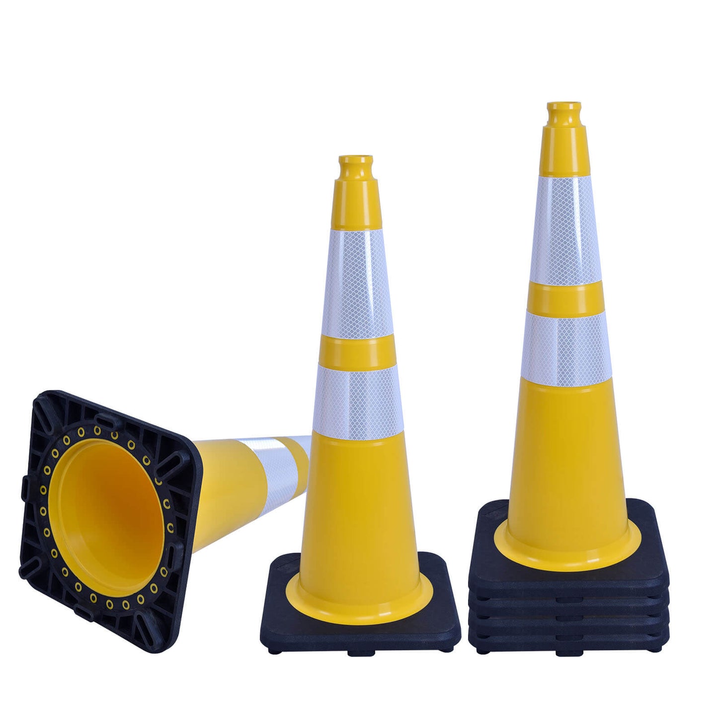 28 inch heavy-duty PVC traffic cone with reflective stripe