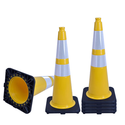 28 inch heavy-duty PVC traffic cone with reflective stripe