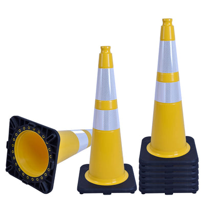 28 inch heavy-duty PVC traffic cone with reflective stripe