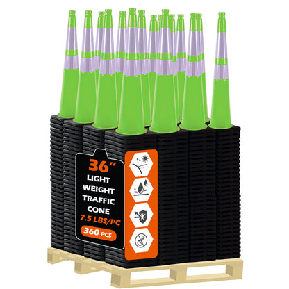 36 inch heavy-duty PVC traffic cone with reflective stripe
