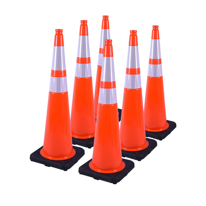 36 inch heavy-duty PVC traffic cone with reflective stripe