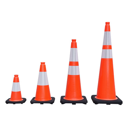 Heavy-duty PVC traffic cones - all sizes with reflective stripes