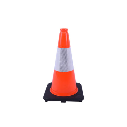 Heavy-duty PVC traffic cone with reflective stripe for construction and parking safety