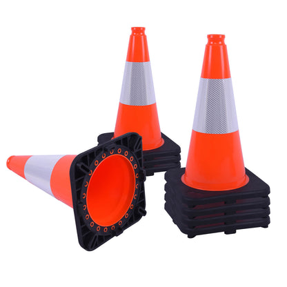 Heavy-duty PVC traffic cone with reflective stripe for construction and parking safety