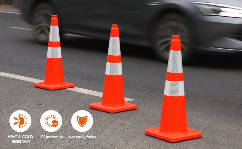Flexible PVC Traffic Cone 12 - 28Inch with Reflective Collar