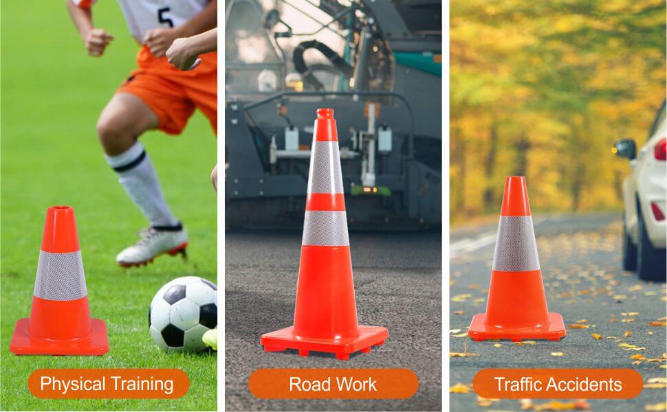 Flexible PVC Traffic Cone 12 - 28Inch with Reflective Collar