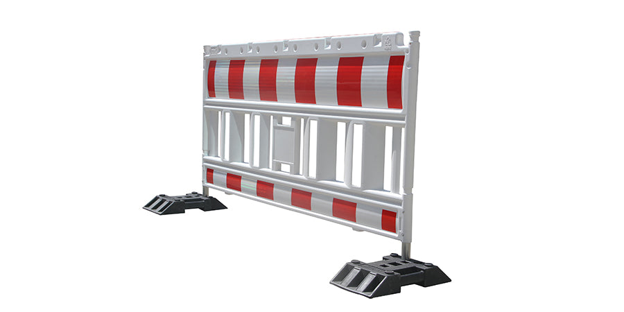 Modular Plastic Safety Barrier System with Heavy Base for Pedestrian Management & Traffic Safety