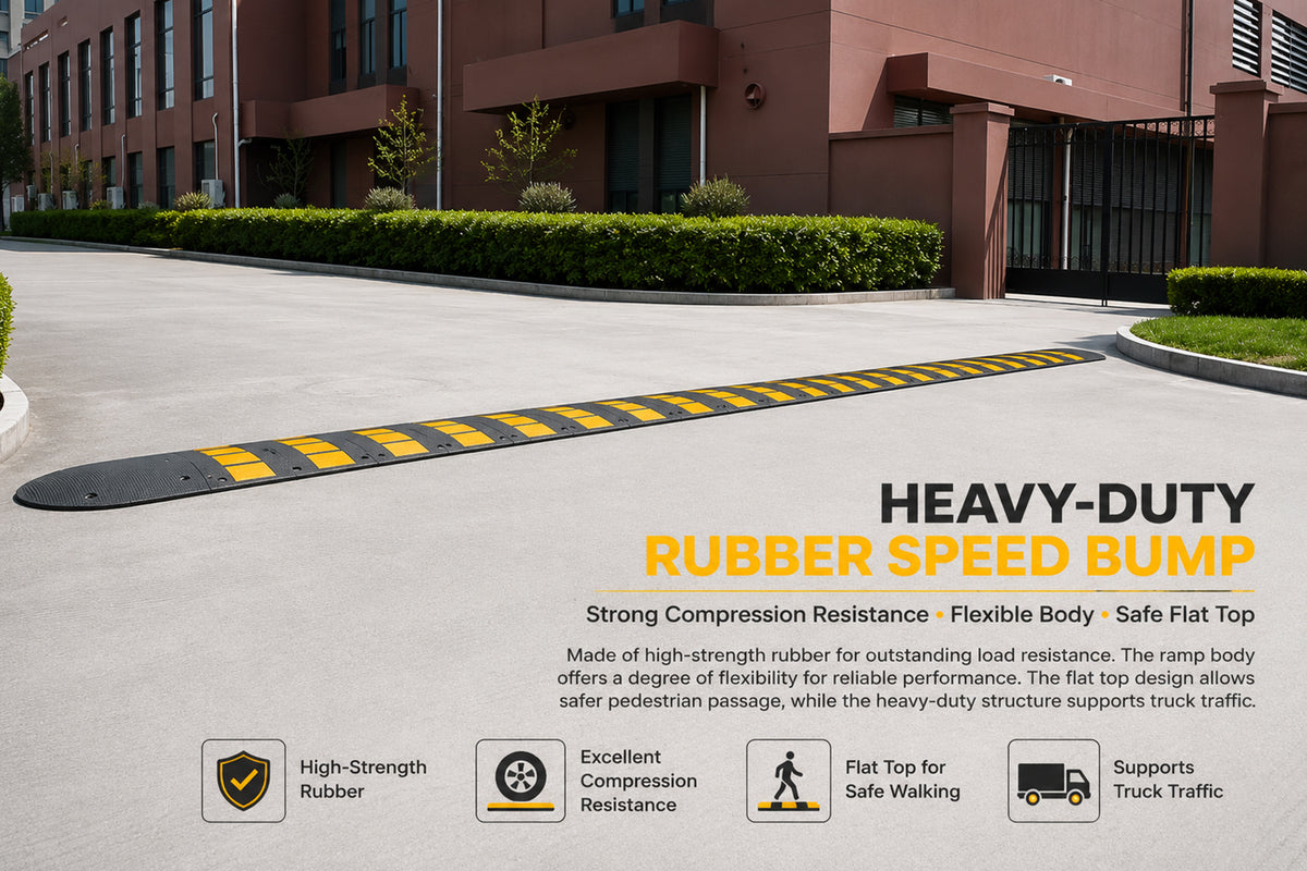 Reflective Rubber Speed Bump 2FT / 3FT for Traffic Calming & Parking Safety