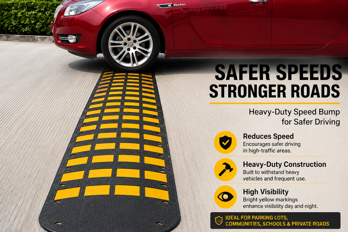 Reflective Rubber Speed Bump 2FT / 3FT for Traffic Calming & Parking Safety