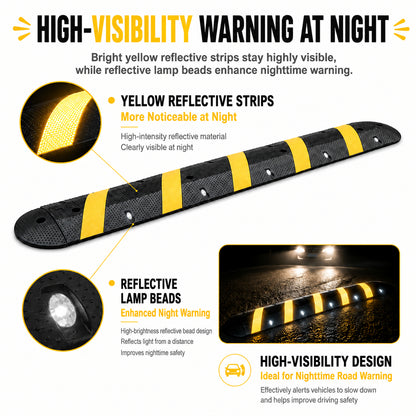 Commercial Grade 6 Foot Reflective Rubber Speed Bump for Traffic Calming