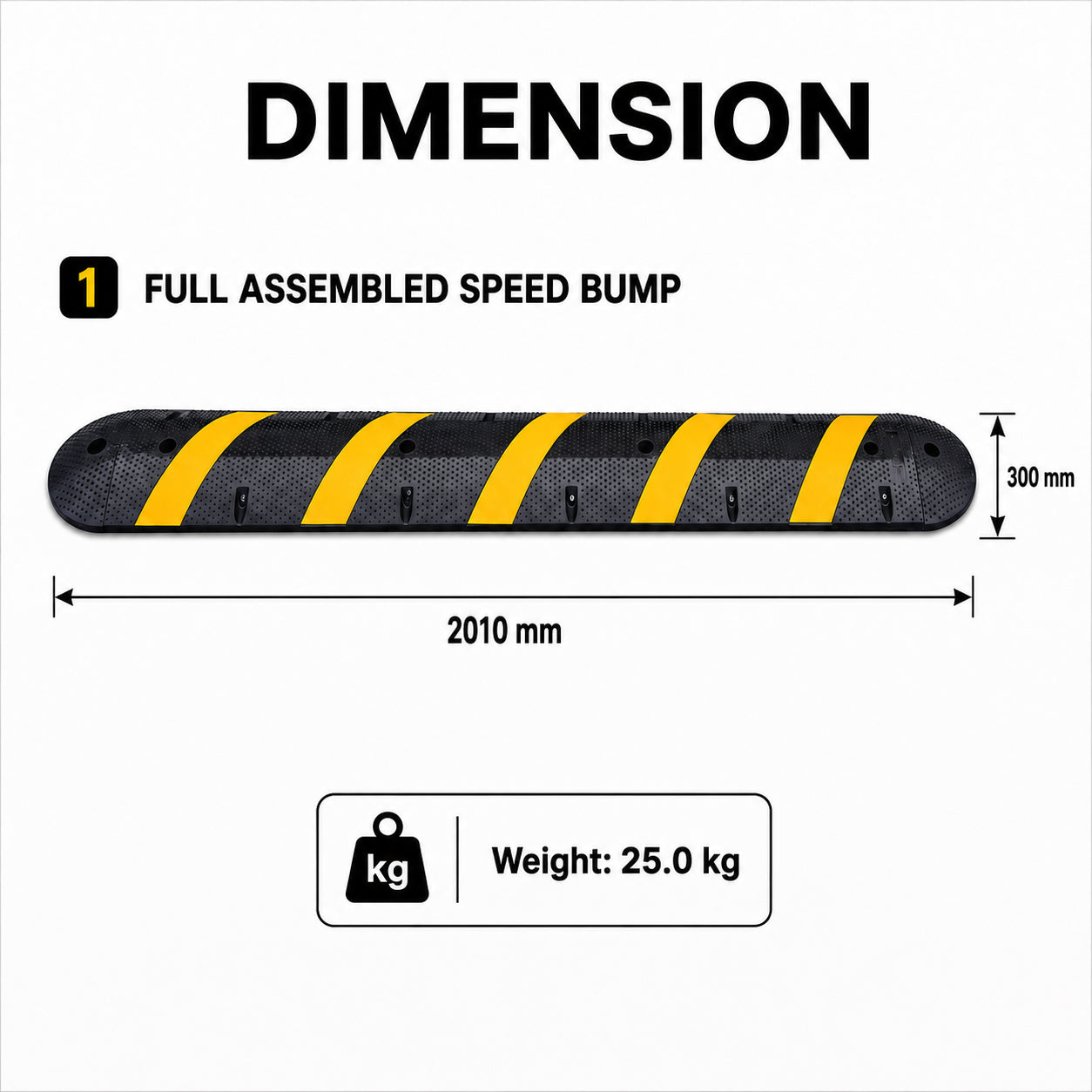 Commercial Grade 6 Foot Reflective Rubber Speed Bump for Traffic Calming
