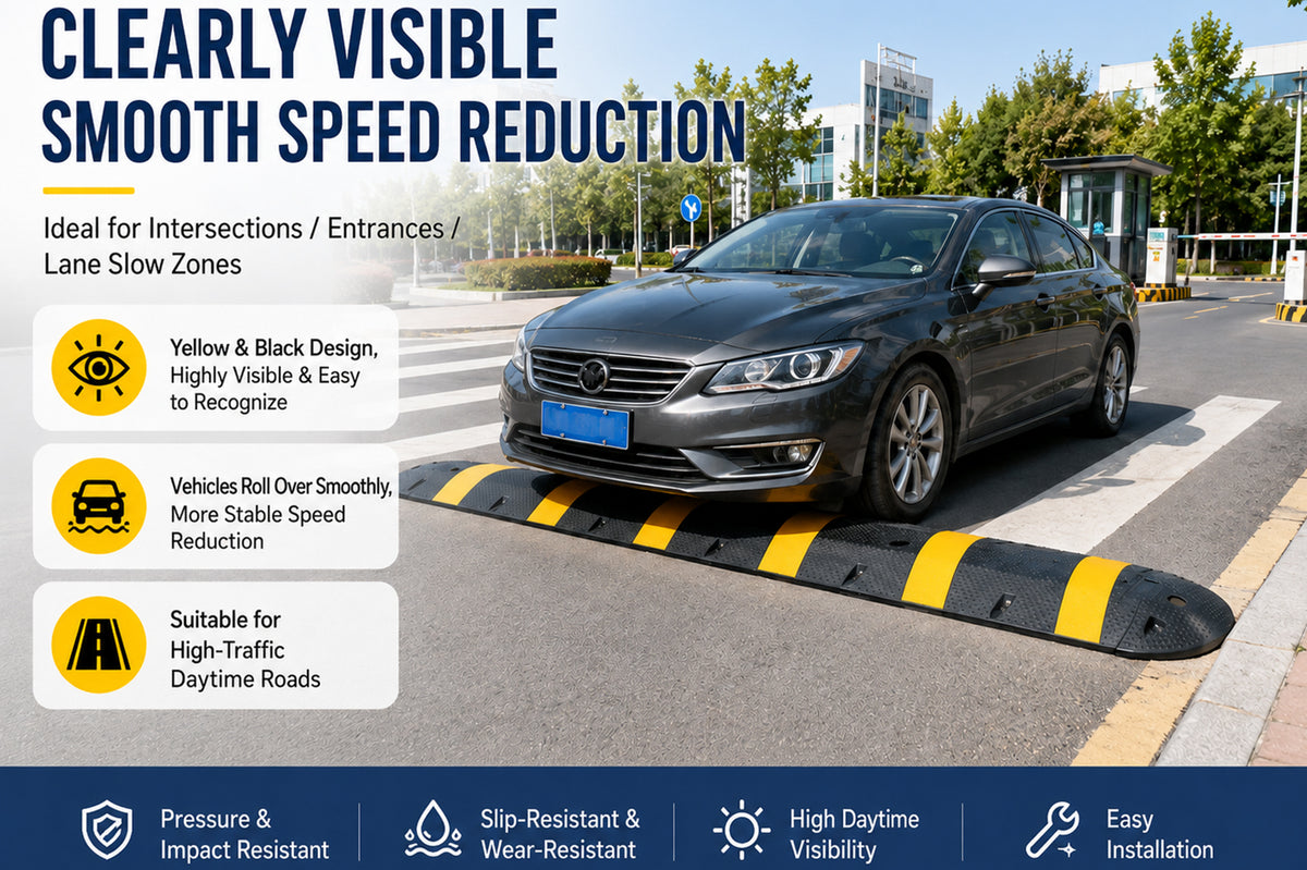 Commercial Grade 6 Foot Reflective Rubber Speed Bump for Traffic Calming