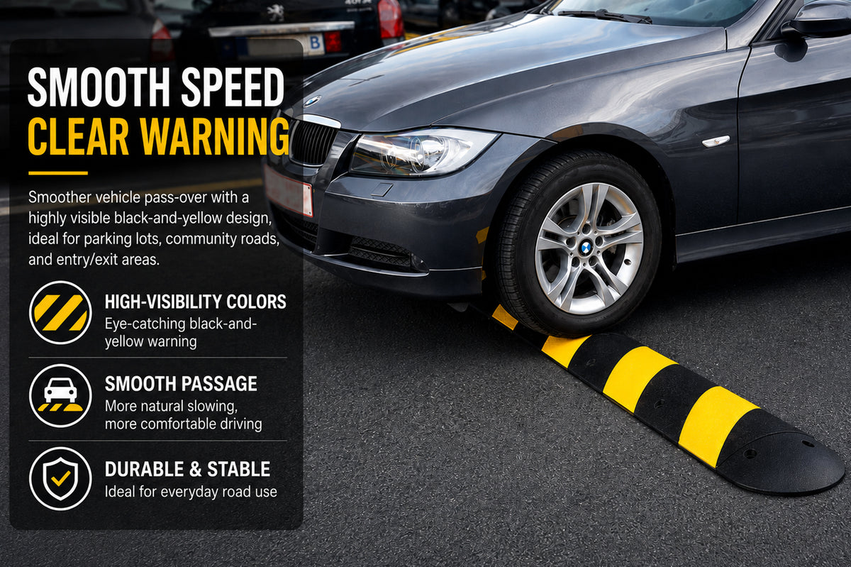 Commercial Grade 6 Foot Reflective Rubber Speed Bump for Traffic Calming
