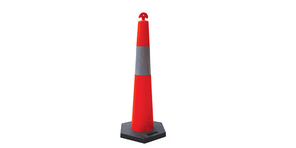 Durable T-Top cone with retractable top and chain lock for flexible traffic guidance, parking safety, and crowd management
