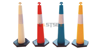 Durable T-Top cone with retractable top and chain lock for flexible traffic guidance, parking safety, and crowd management