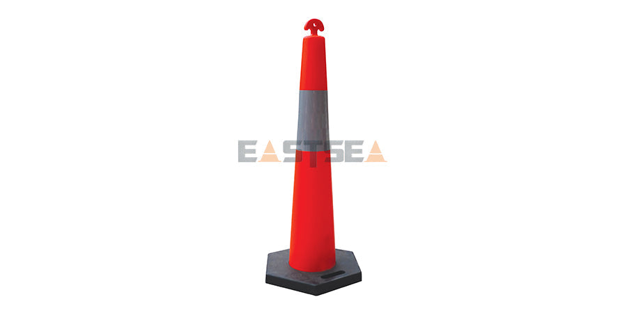 Durable T-Top cone with retractable top and chain lock for flexible traffic guidance, parking safety, and crowd management
