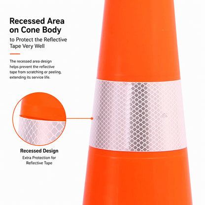 New Zealand Standard 90CM Slim PVC Traffic Cone with 3M Reflective Collar for Road Safety & Construction