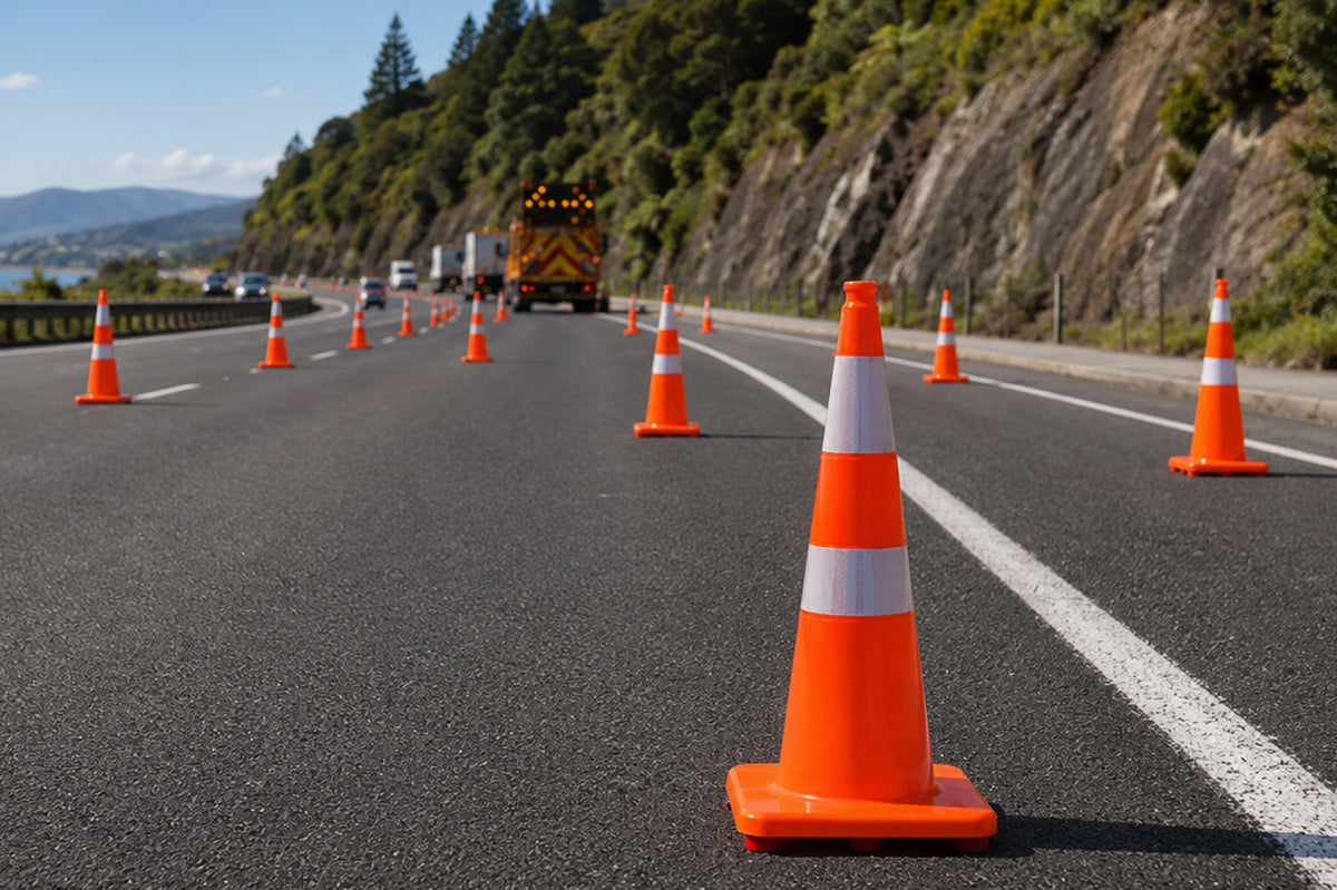New Zealand Standard 90CM Slim PVC Traffic Cone with 3M Reflective Collar for Road Safety & Construction
