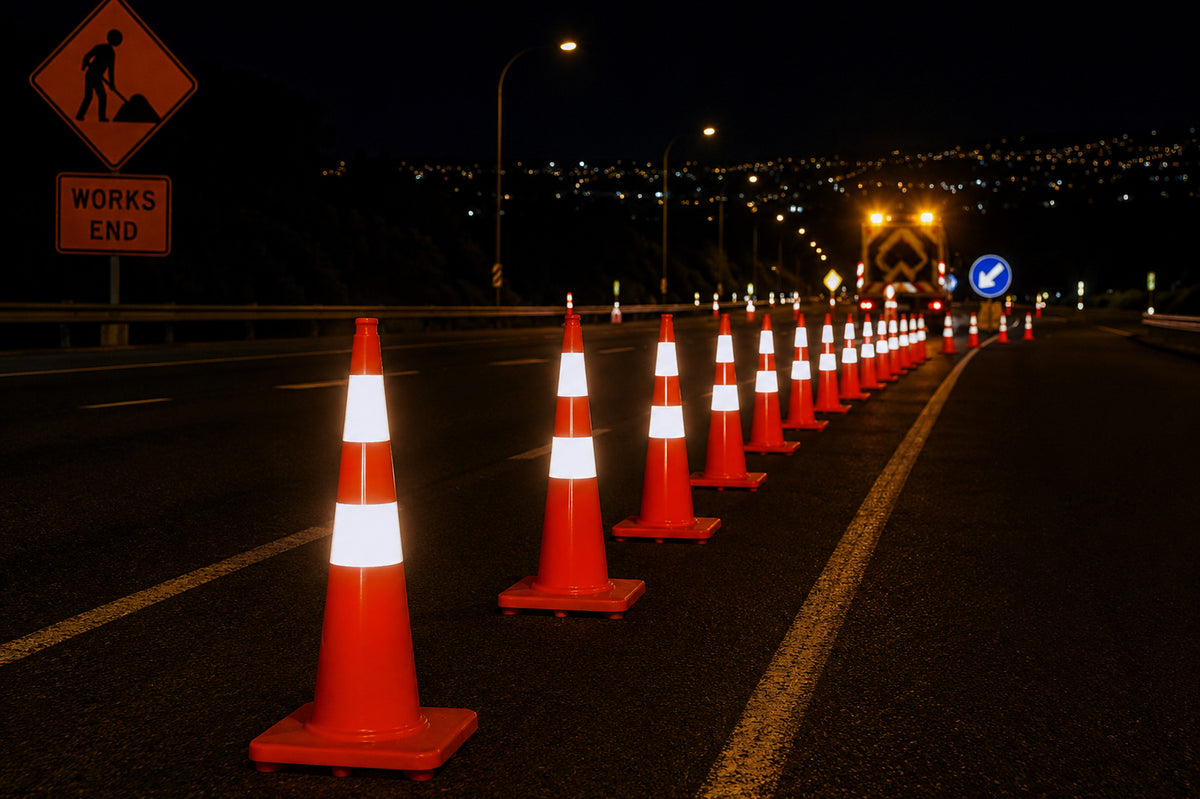 New Zealand Standard 90CM Slim PVC Traffic Cone with 3M Reflective Collar for Road Safety & Construction