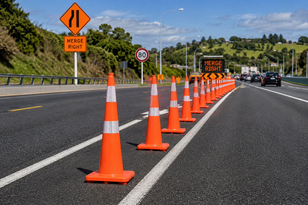New Zealand Standard 90CM Slim PVC Traffic Cone with 3M Reflective Collar for Road Safety & Construction