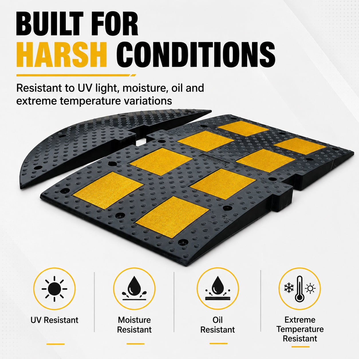 Rubber Speed Hump 900MM / 500MM Width for Traffic Calming & Parking Safety