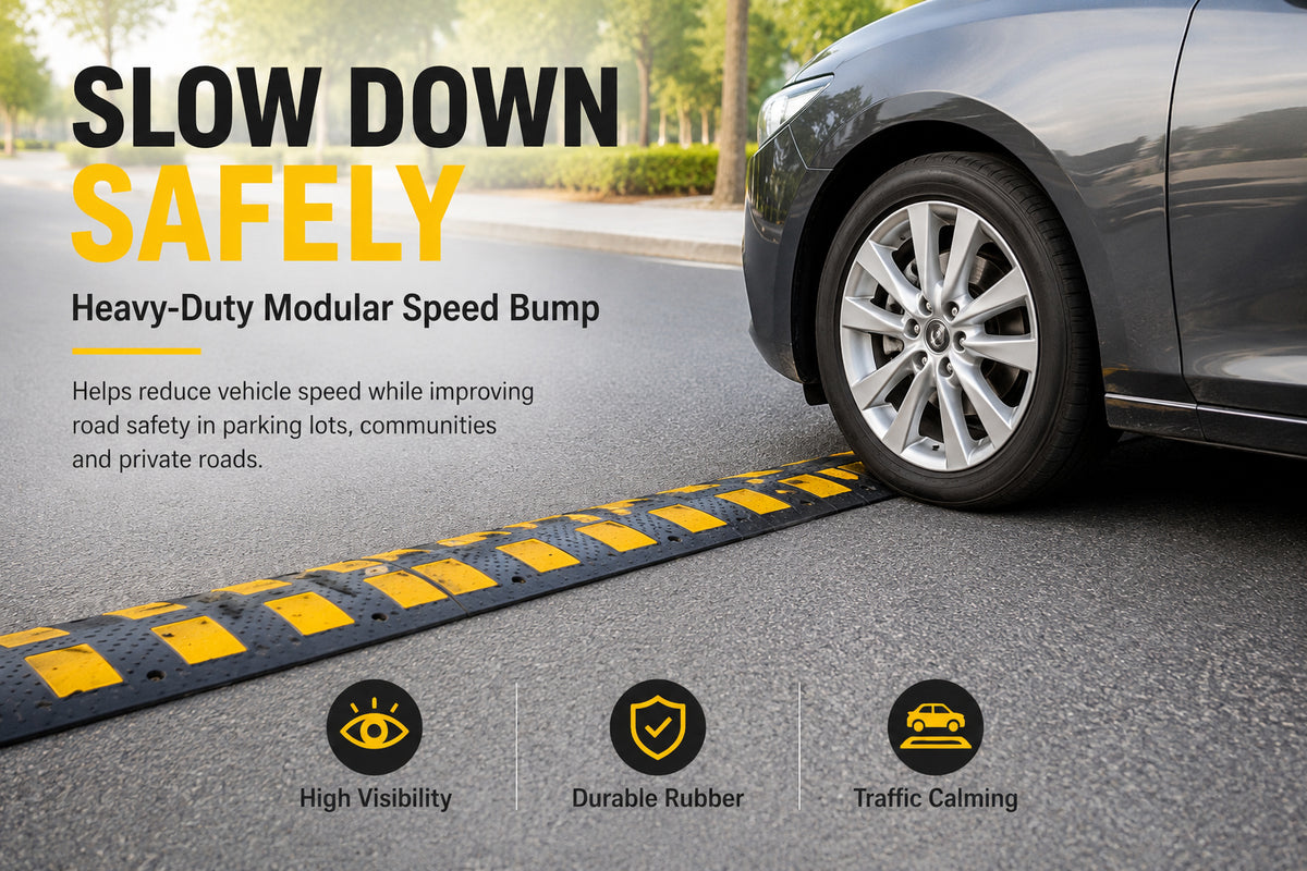 Rubber Speed Hump 900MM / 500MM Width for Traffic Calming & Parking Safety
