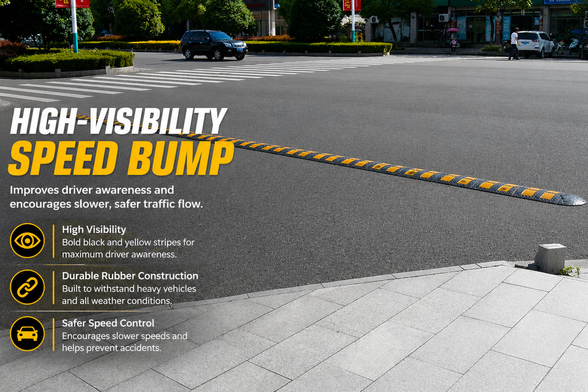 Rubber Speed Hump 900MM / 500MM Width for Traffic Calming & Parking Safety