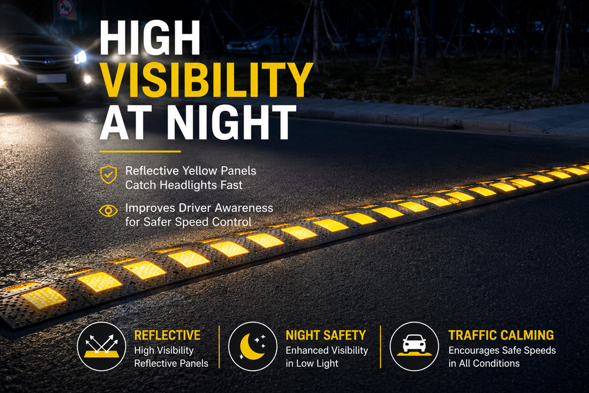 Rubber Speed Hump 900MM / 500MM Width for Traffic Calming & Parking Safety
