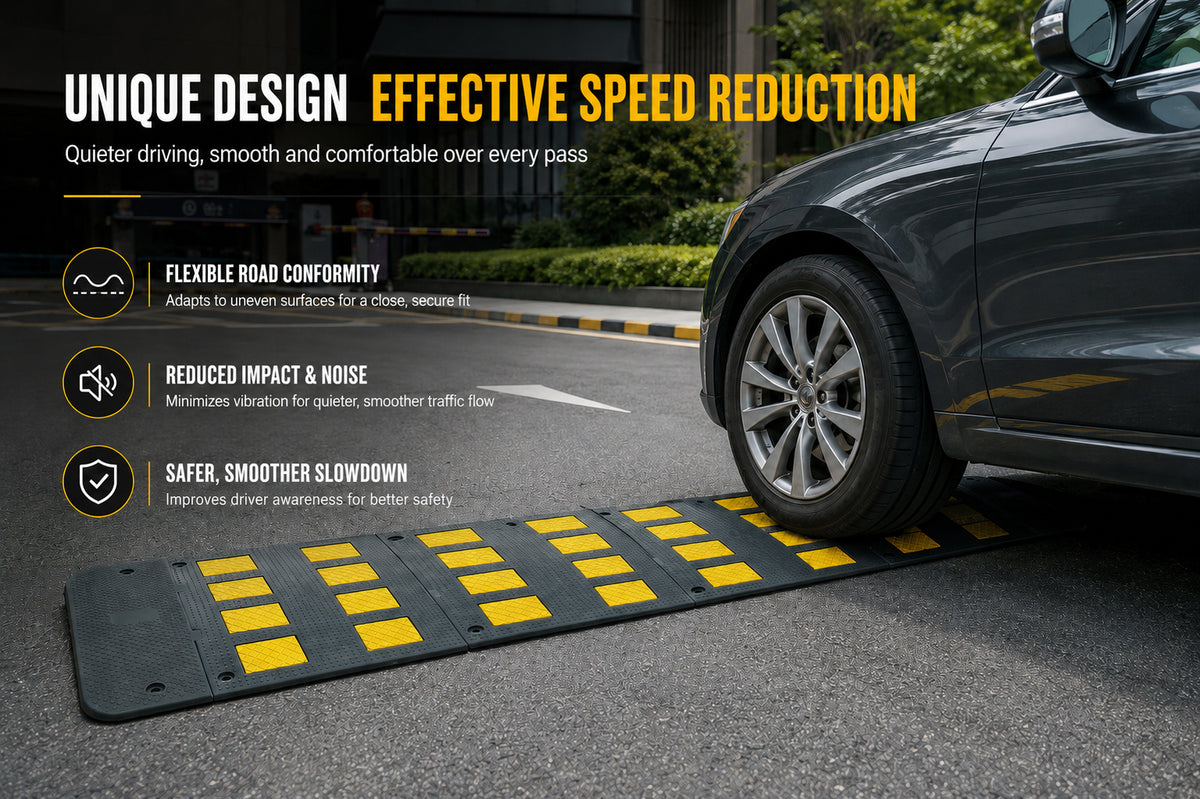 2 Foot & 3 Foot Heavy Duty Rubber Speed Hump for Roads & Parking Lots
