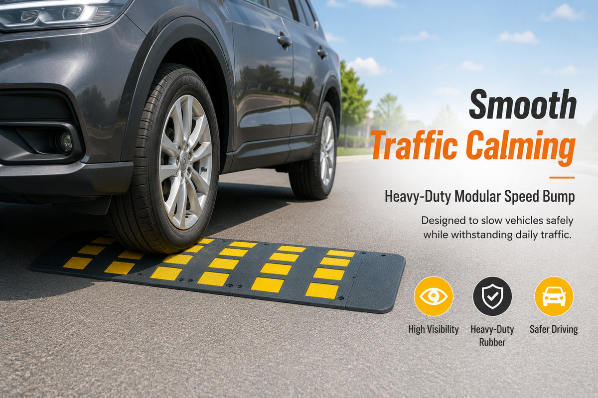 2 Foot & 3 Foot Heavy Duty Rubber Speed Hump for Roads & Parking Lots