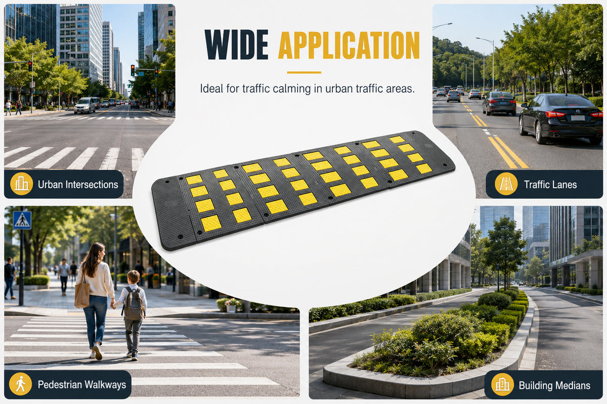 2 Foot & 3 Foot Heavy Duty Rubber Speed Hump for Roads & Parking Lots