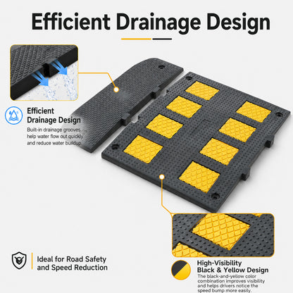 2 Foot & 3 Foot Heavy Duty Rubber Speed Hump for Roads & Parking Lots