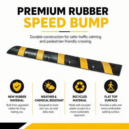 Reflective Rubber Speed Bump 3FT 4FT 6FT for Traffic Control & Safety