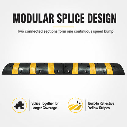 Reflective Rubber Speed Bump 3FT 4FT 6FT for Traffic Control & Safety