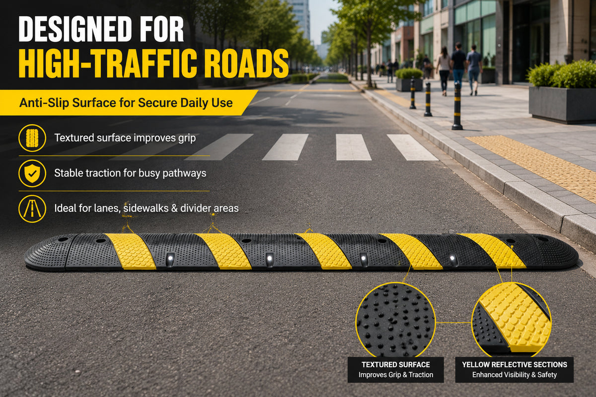 Reflective Rubber Speed Bump 3FT 4FT 6FT for Traffic Control & Safety